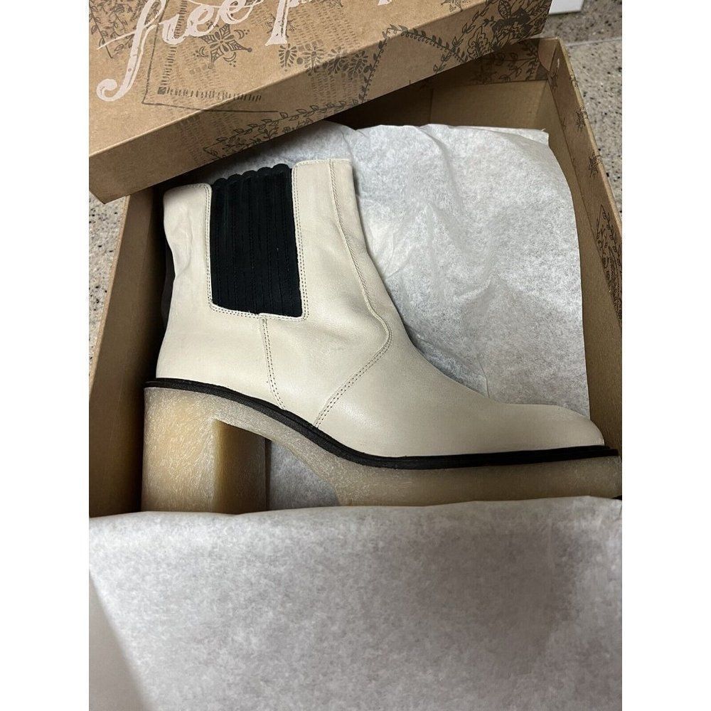 Free People James Chunky Heel Chelsea Boot White Leather Size US 10 - Picture 8 of 9